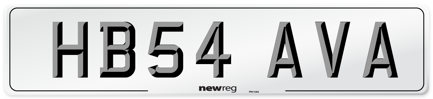 HB54 AVA Number Plate from New Reg